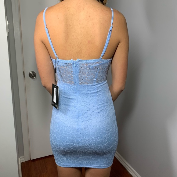 BRAND NEW Dusty Blue Button Down Lace Dress - Picture 3 of 6